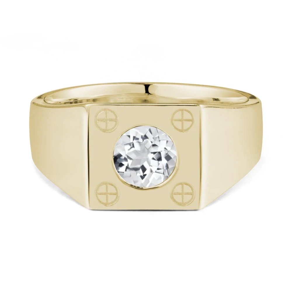 Geometric Wide Band White Topaz Ring - Image 4