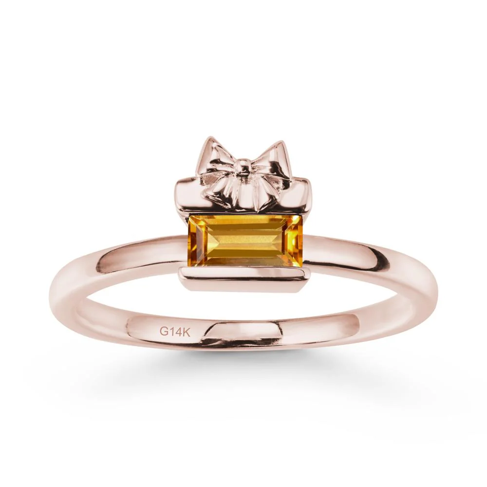 Gift Box Inspired Solitaire Citrine Ring - Image 2