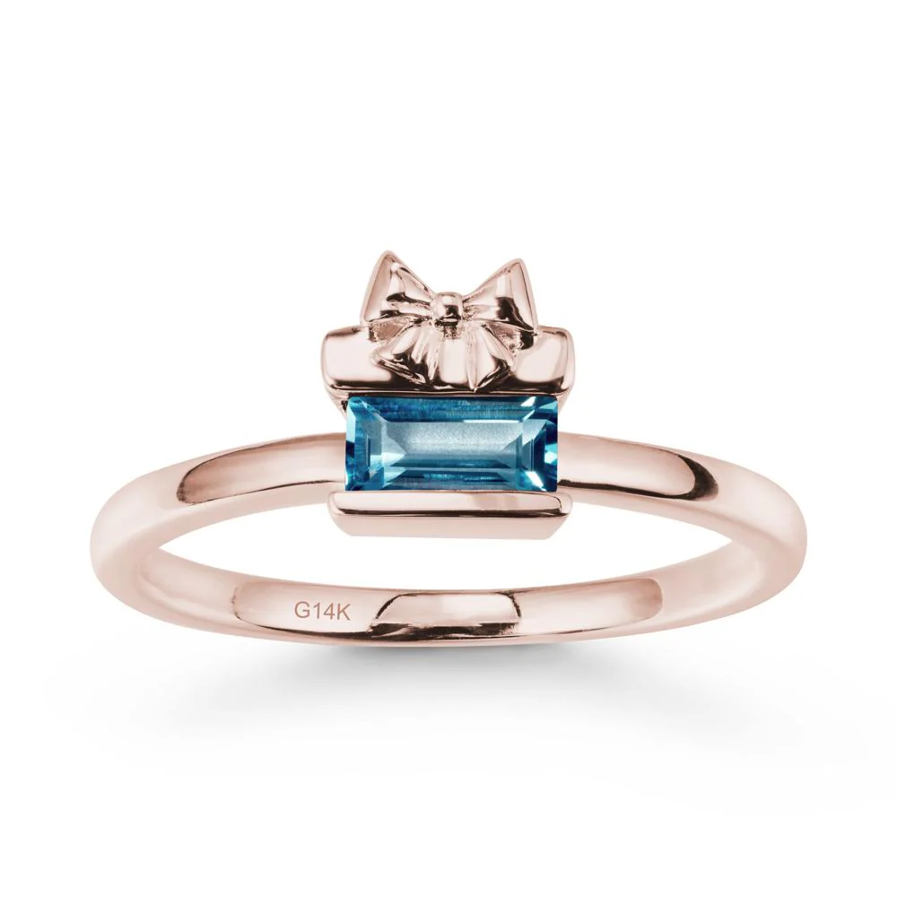 Gift Box Inspired Solitaire London Blue Topaz Ring
