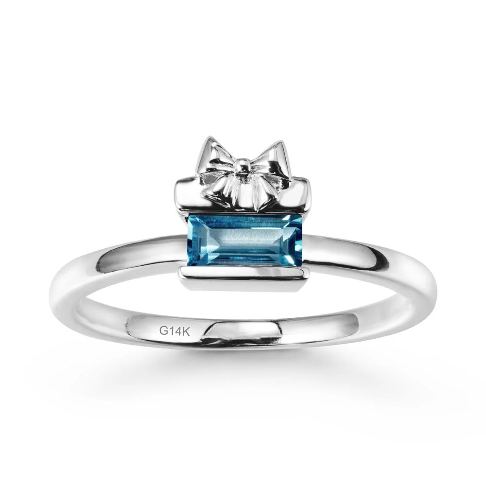 Gift Box Inspired Solitaire London Blue Topaz Ring - Image 2