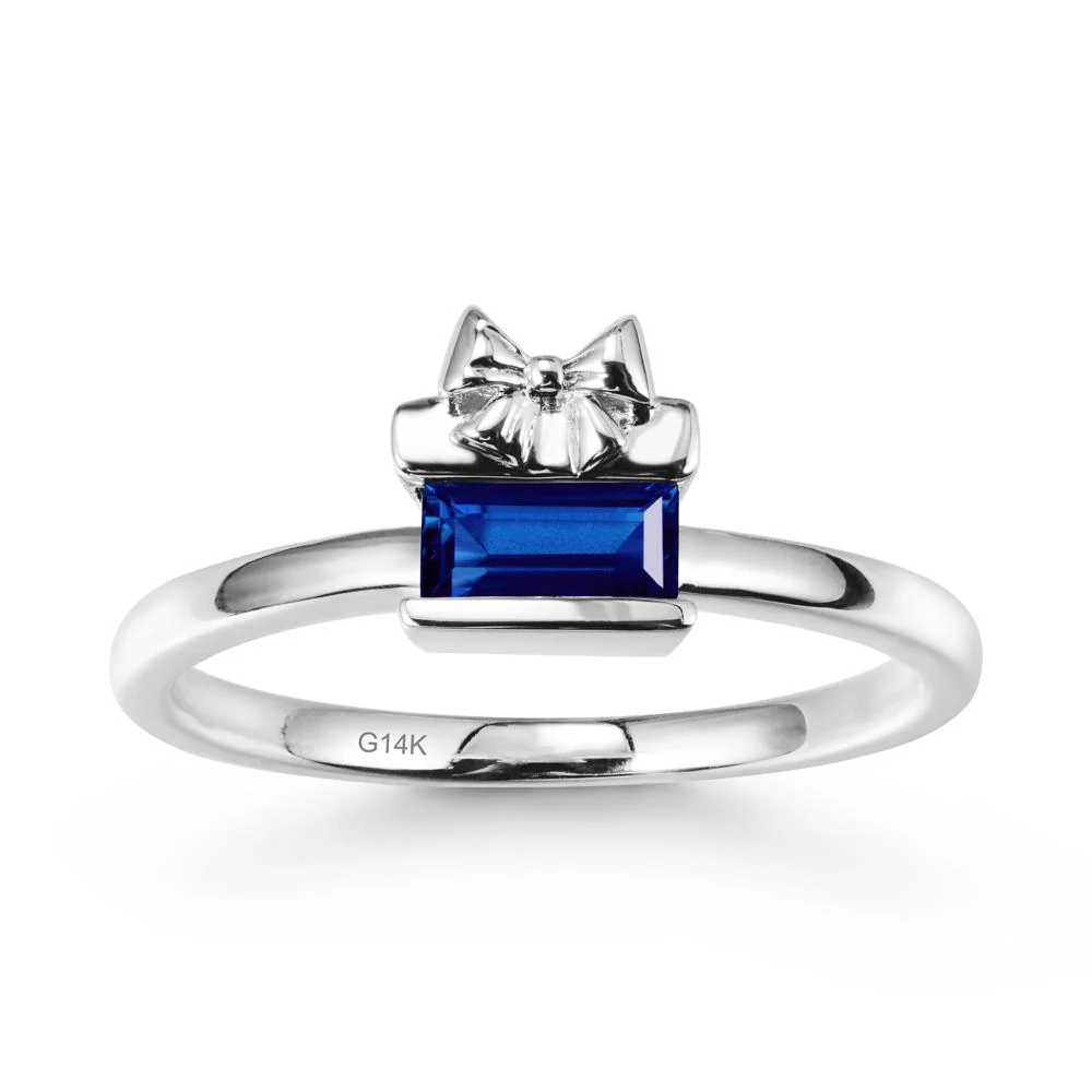 Gift Box Inspired Solitaire Sapphire Ring - Image 3