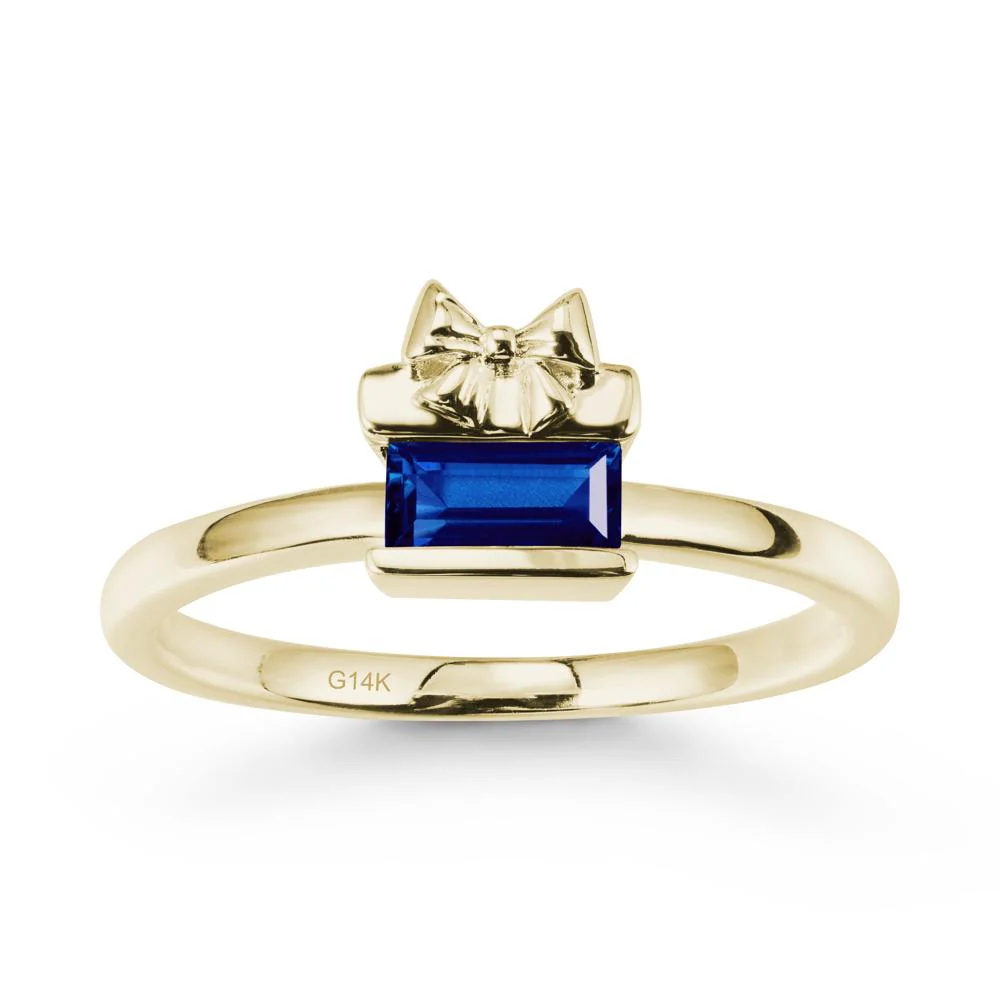 Gift Box Inspired Solitaire Sapphire Ring - Image 4