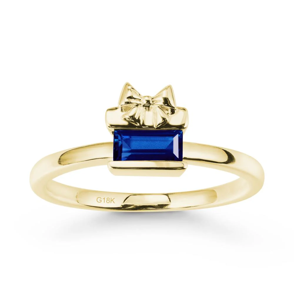 Gift Box Inspired Solitaire Sapphire Ring - Image 7