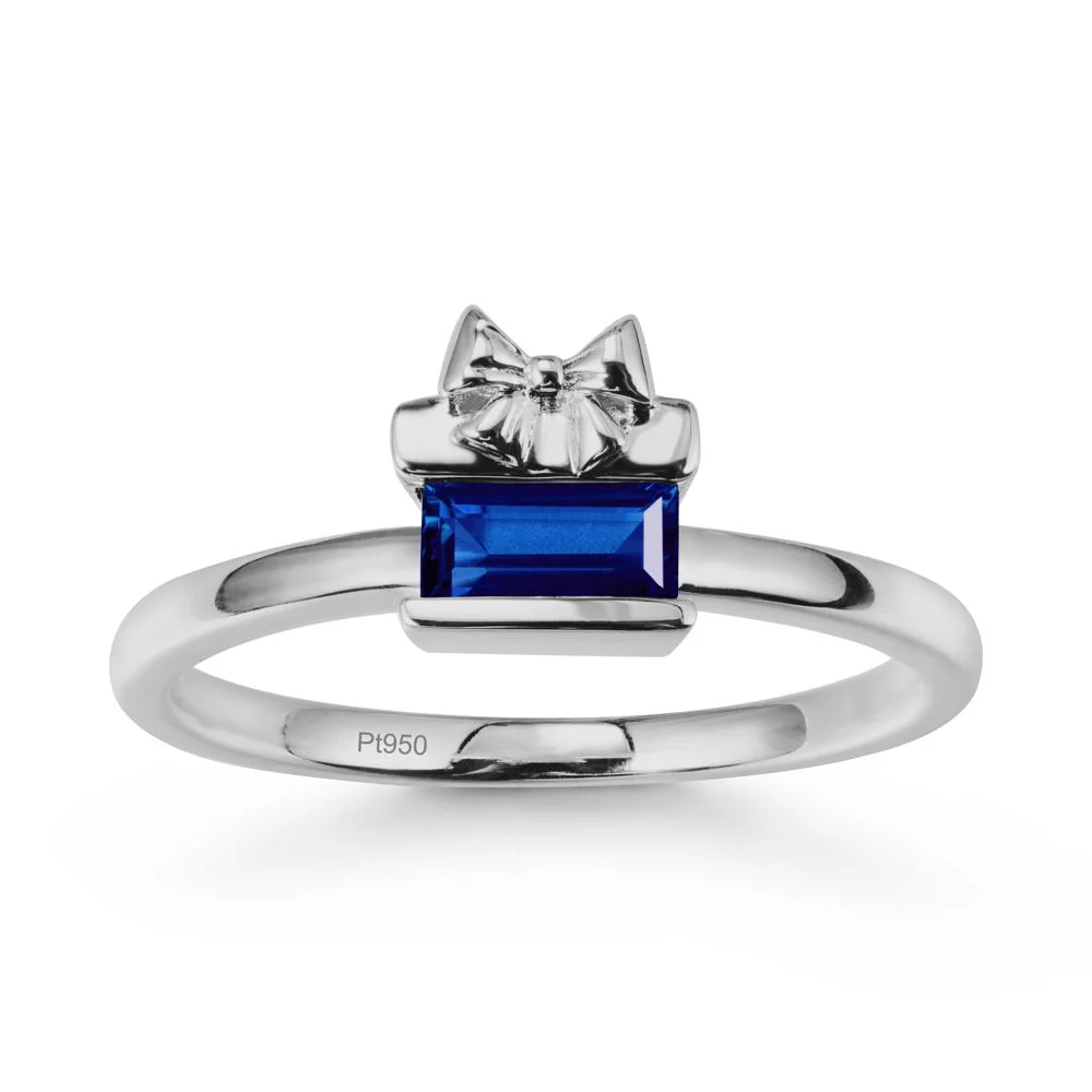 Gift Box Inspired Solitaire Sapphire Ring - Image 9