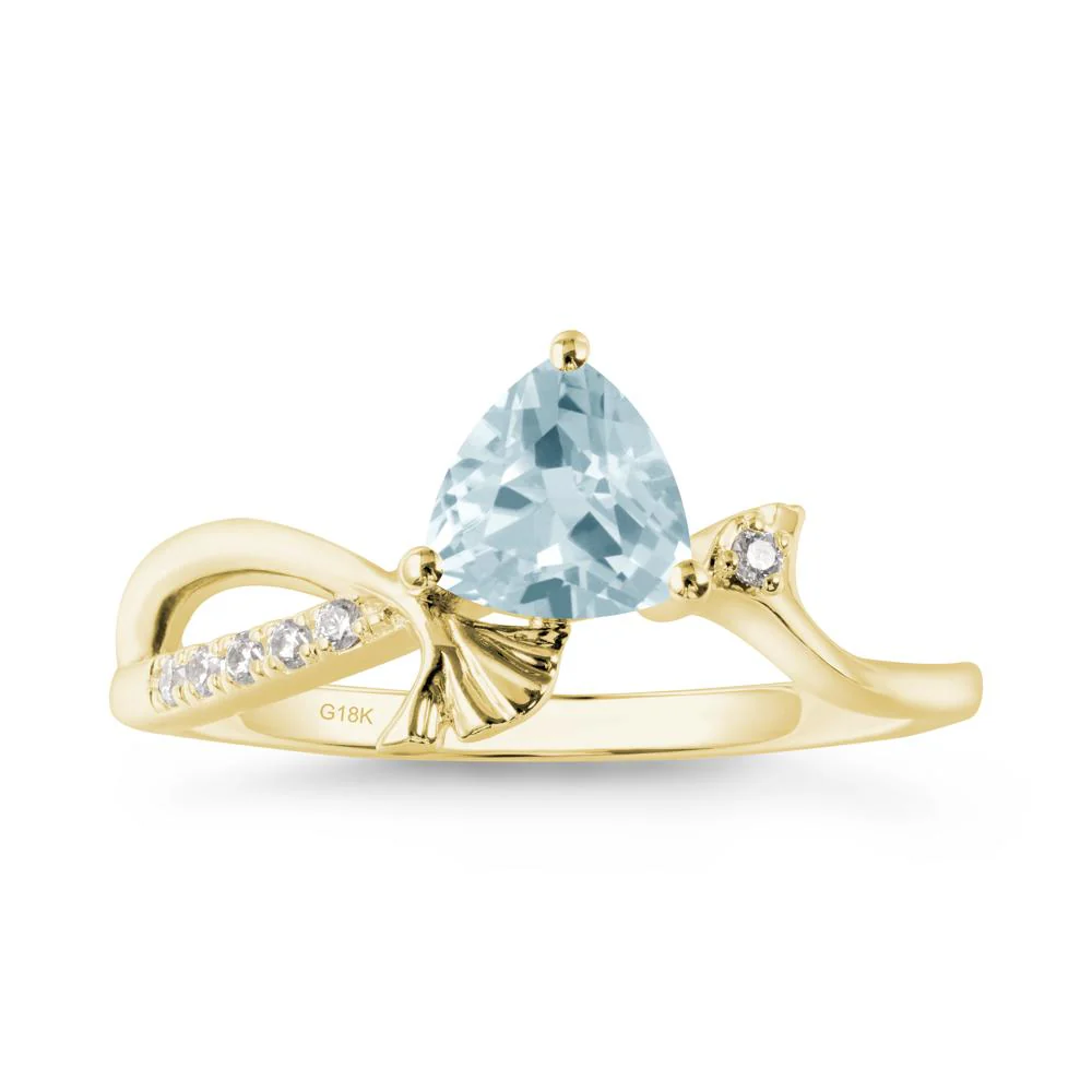 Ginkgo Leaf Trillion Aquamarine Ring - Image 9