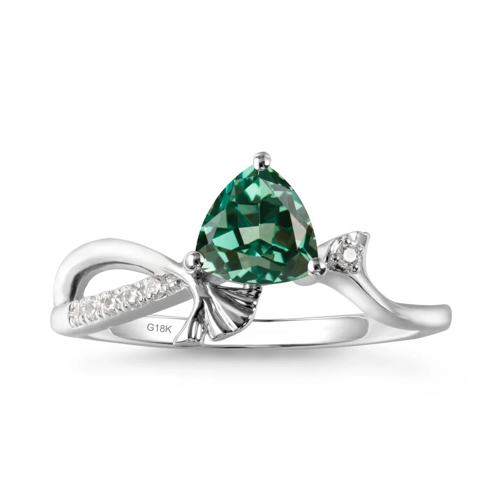 Ginkgo Leaf Trillion Green Sapphire Ring - Image 5