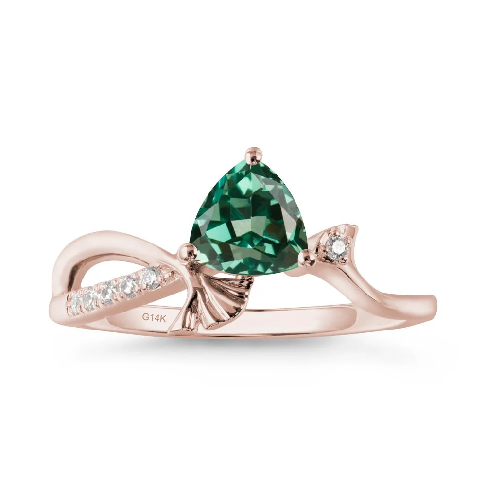 Ginkgo Leaf Trillion Green Sapphire Ring - Image 6