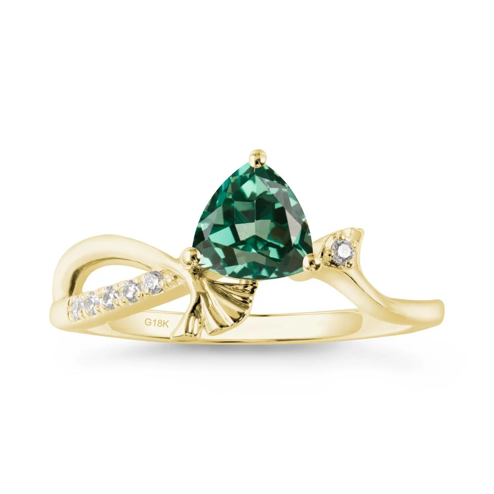 Ginkgo Leaf Trillion Green Sapphire Ring - Image 7