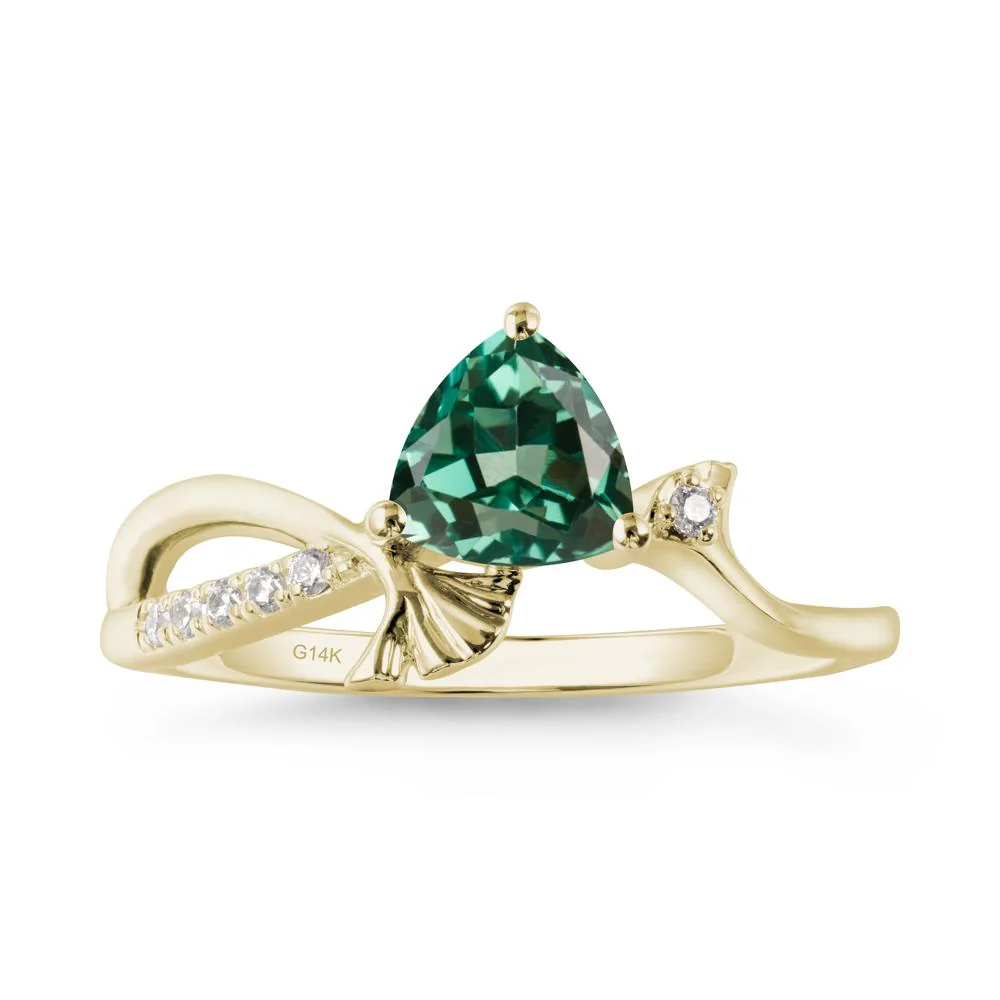 Ginkgo Leaf Trillion Green Sapphire Ring - Image 8