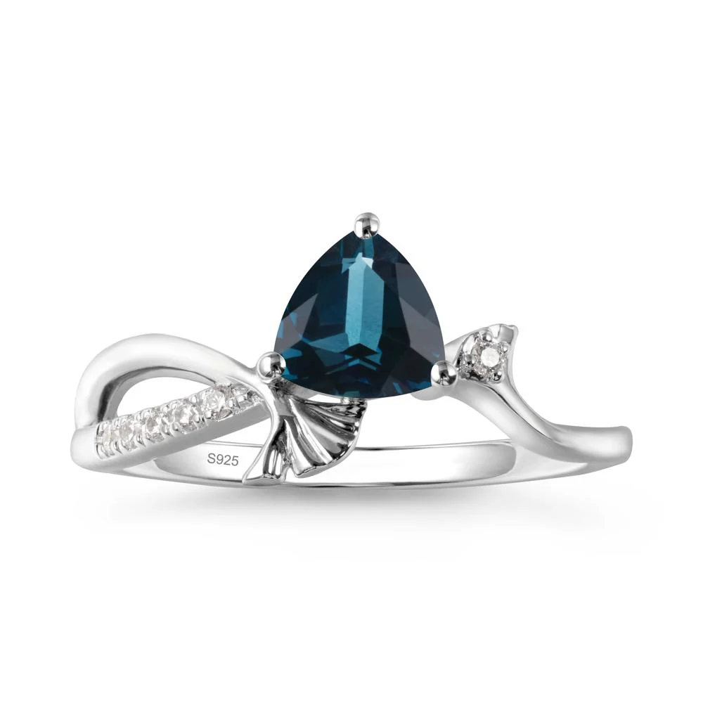 Ginkgo Leaf Trillion London Blue Topaz Ring - Image 2