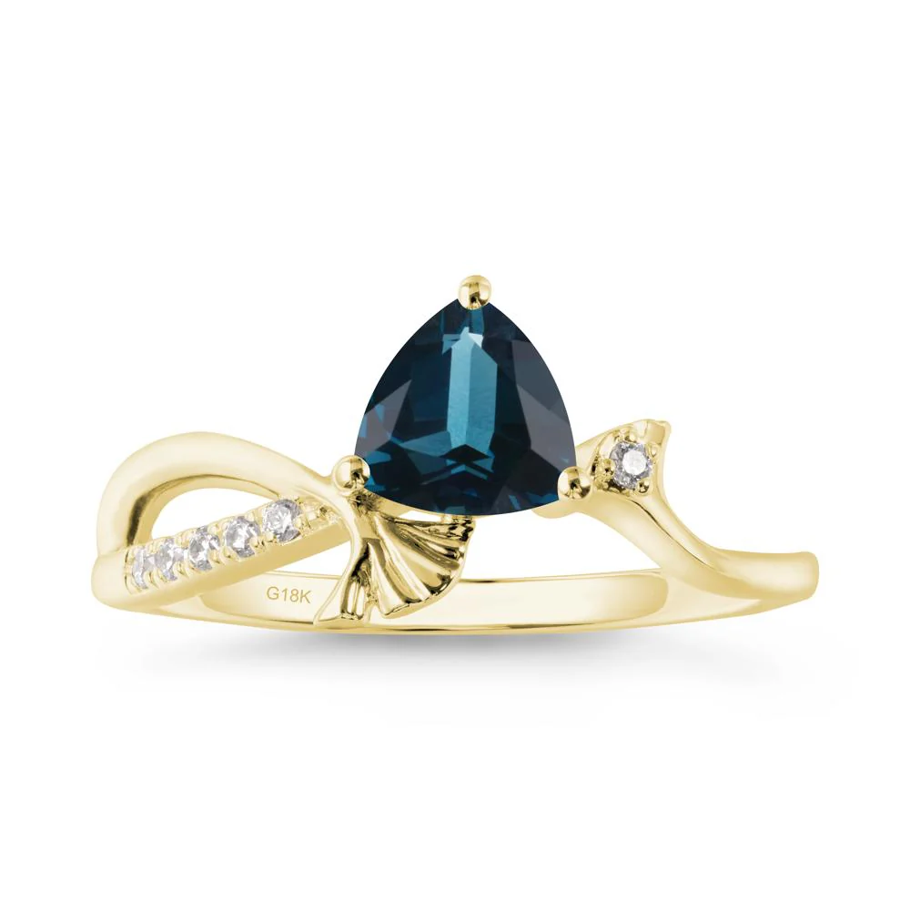 Ginkgo Leaf Trillion London Blue Topaz Ring - Image 8