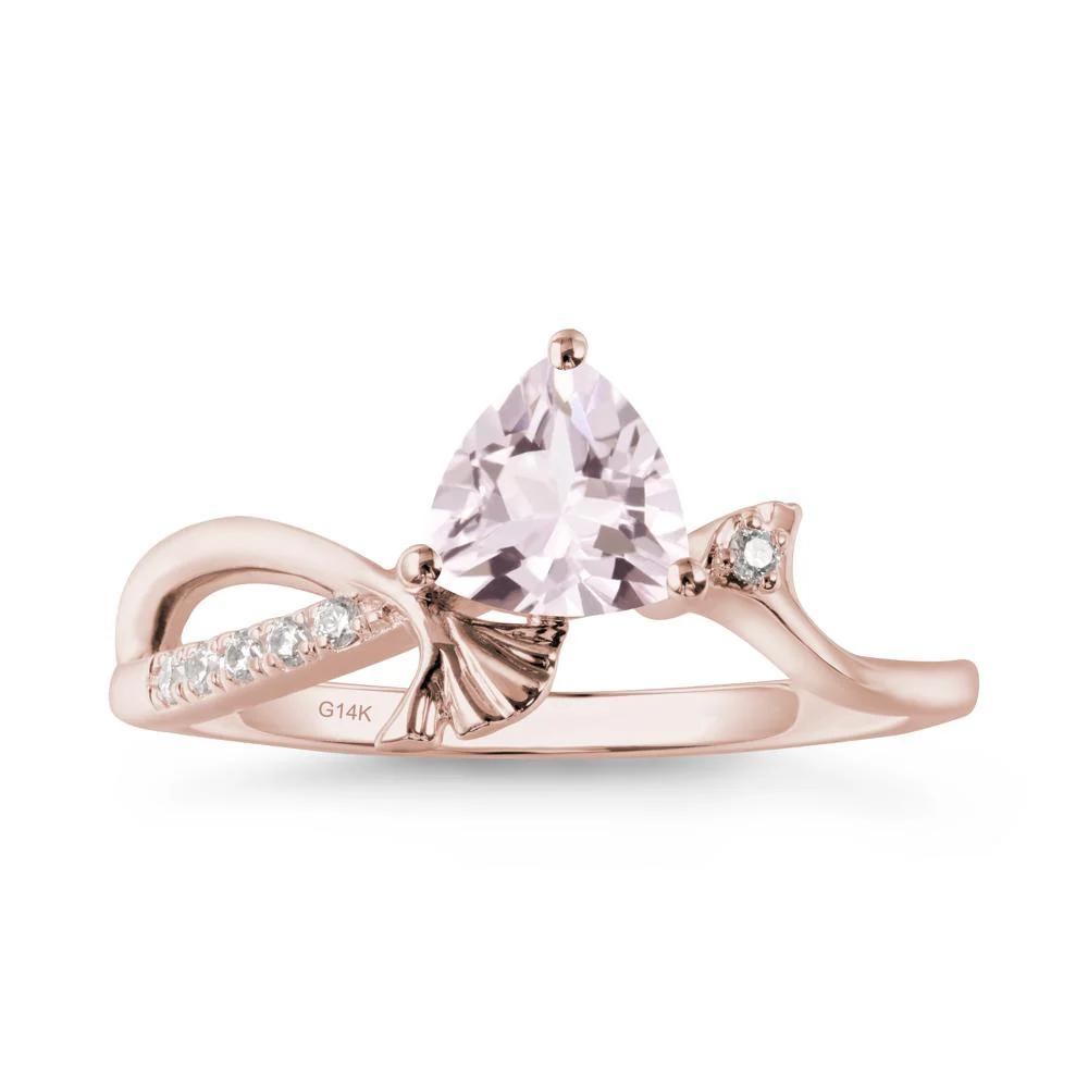 Ginkgo Leaf Trillion Morganite Ring - Image 3