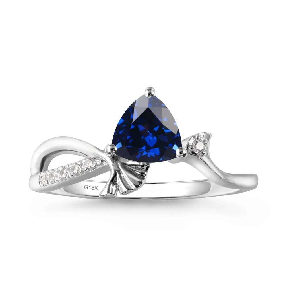 Ginkgo Leaf Trillion Sapphire Ring - Image 4
