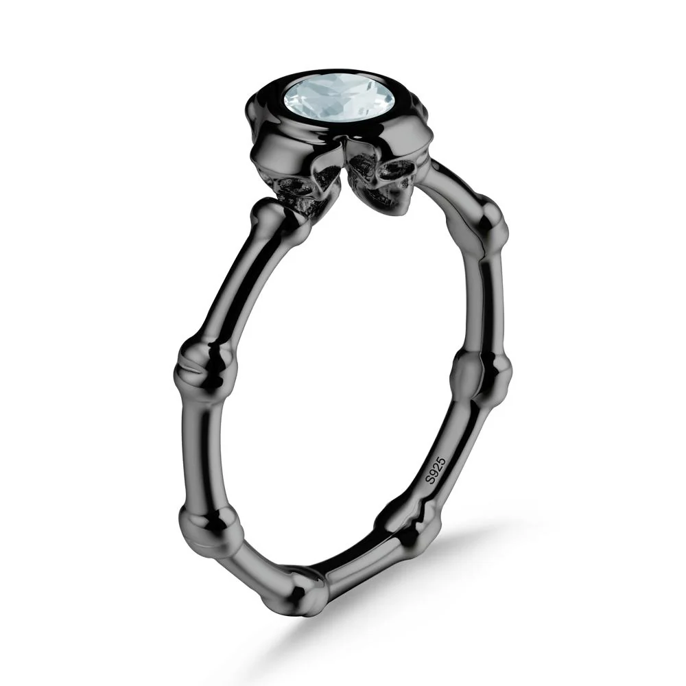 Gothic Aquamarine Skull Ring - Image 8