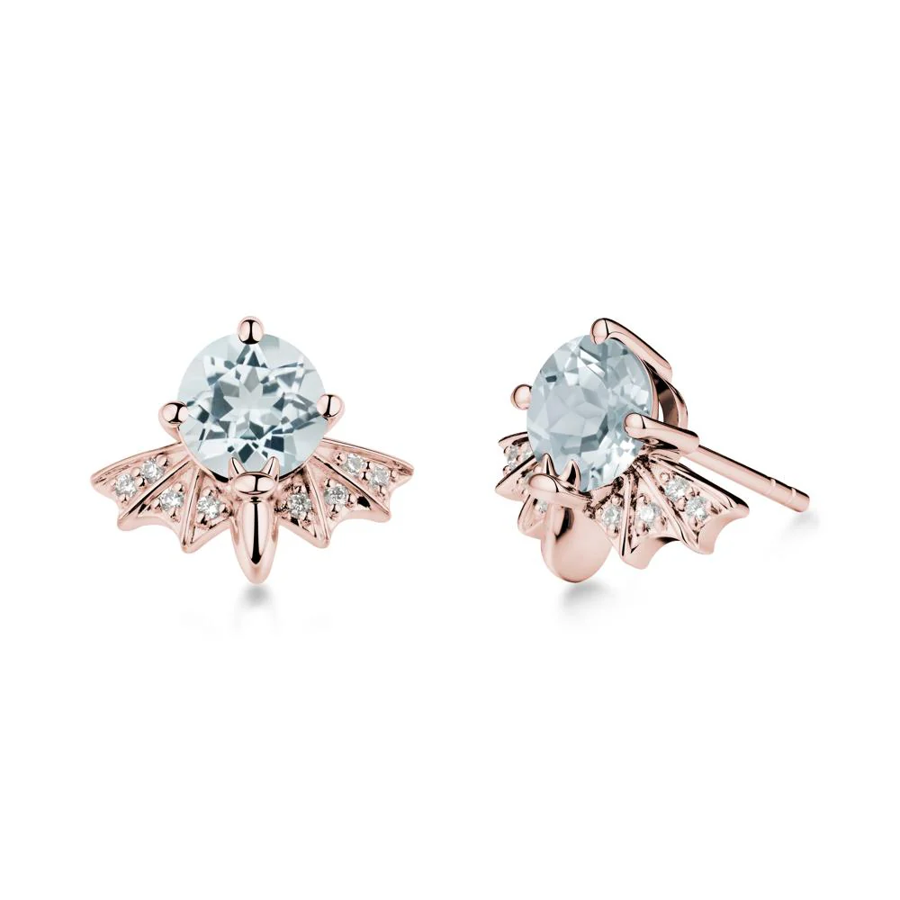 Gothic Bat Aquamarine Earrings - Image 5