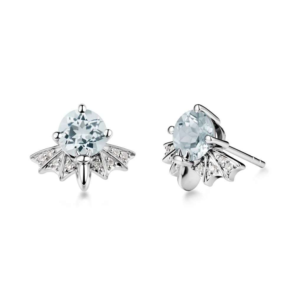Gothic Bat Aquamarine Earrings - Image 6