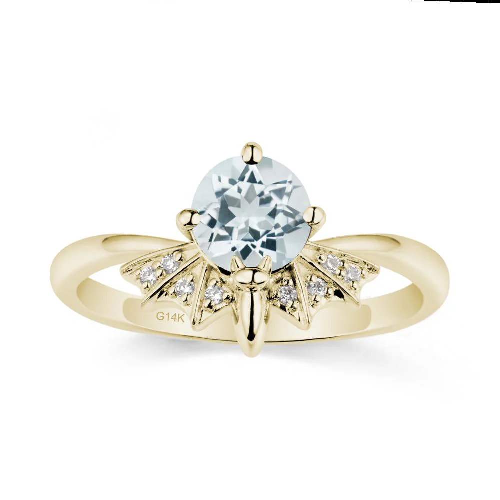 Gothic Bat Aquamarine Ring - Image 4
