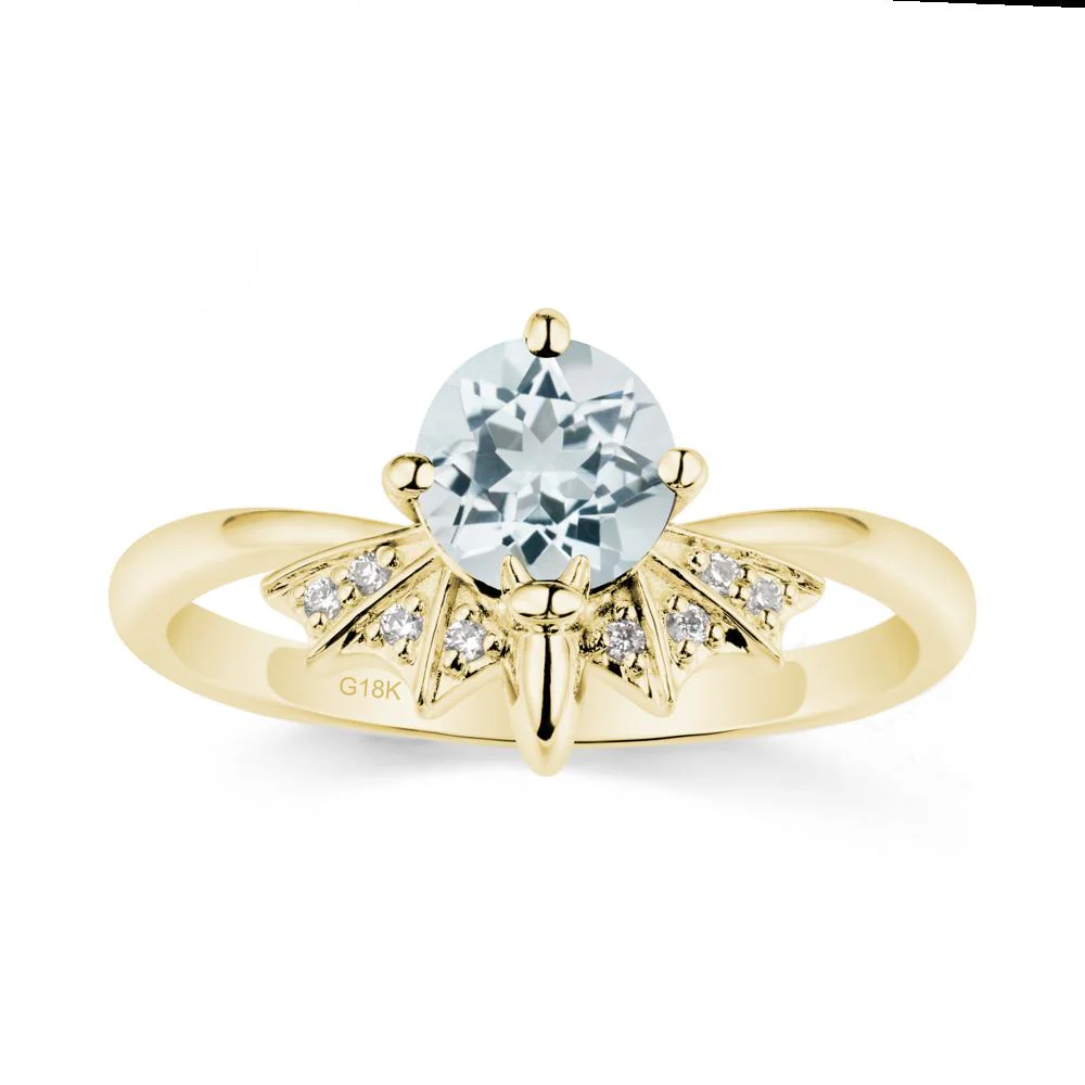 Gothic Bat Aquamarine Ring - Image 7