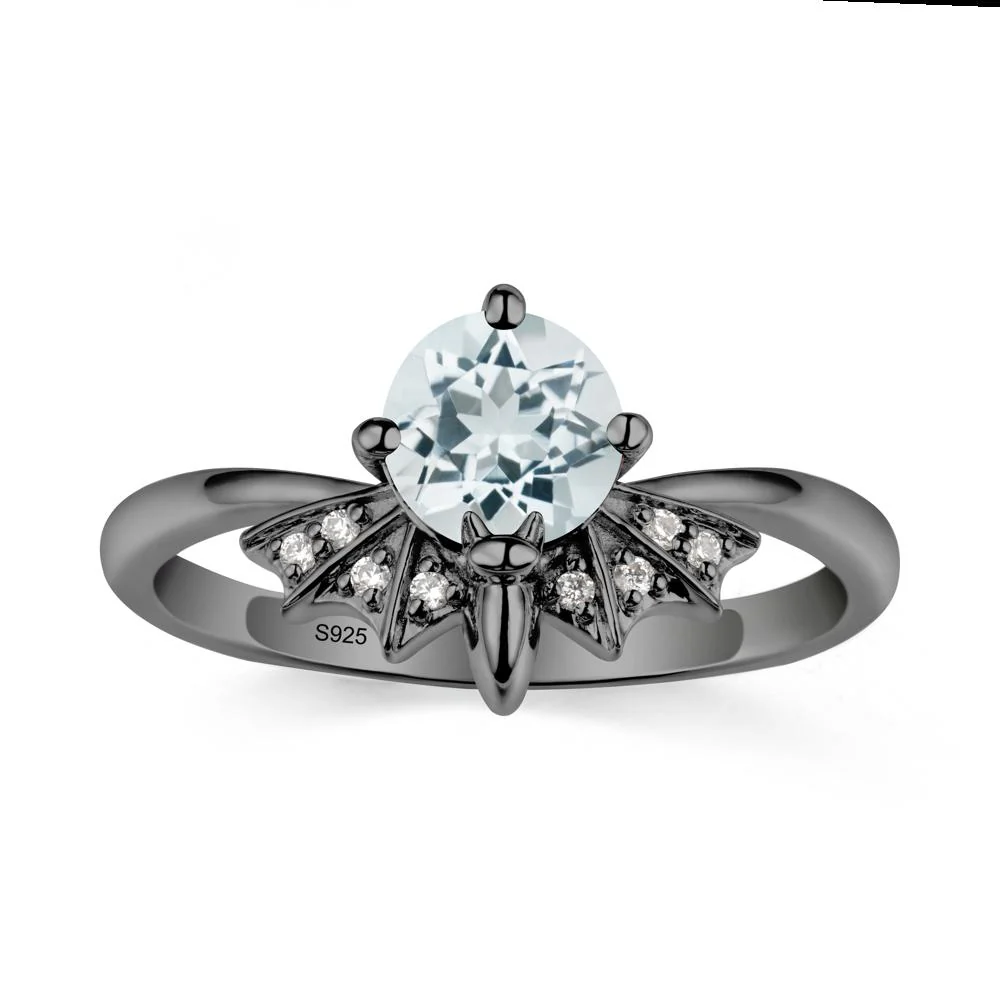 Gothic Bat Aquamarine Ring - Image 8