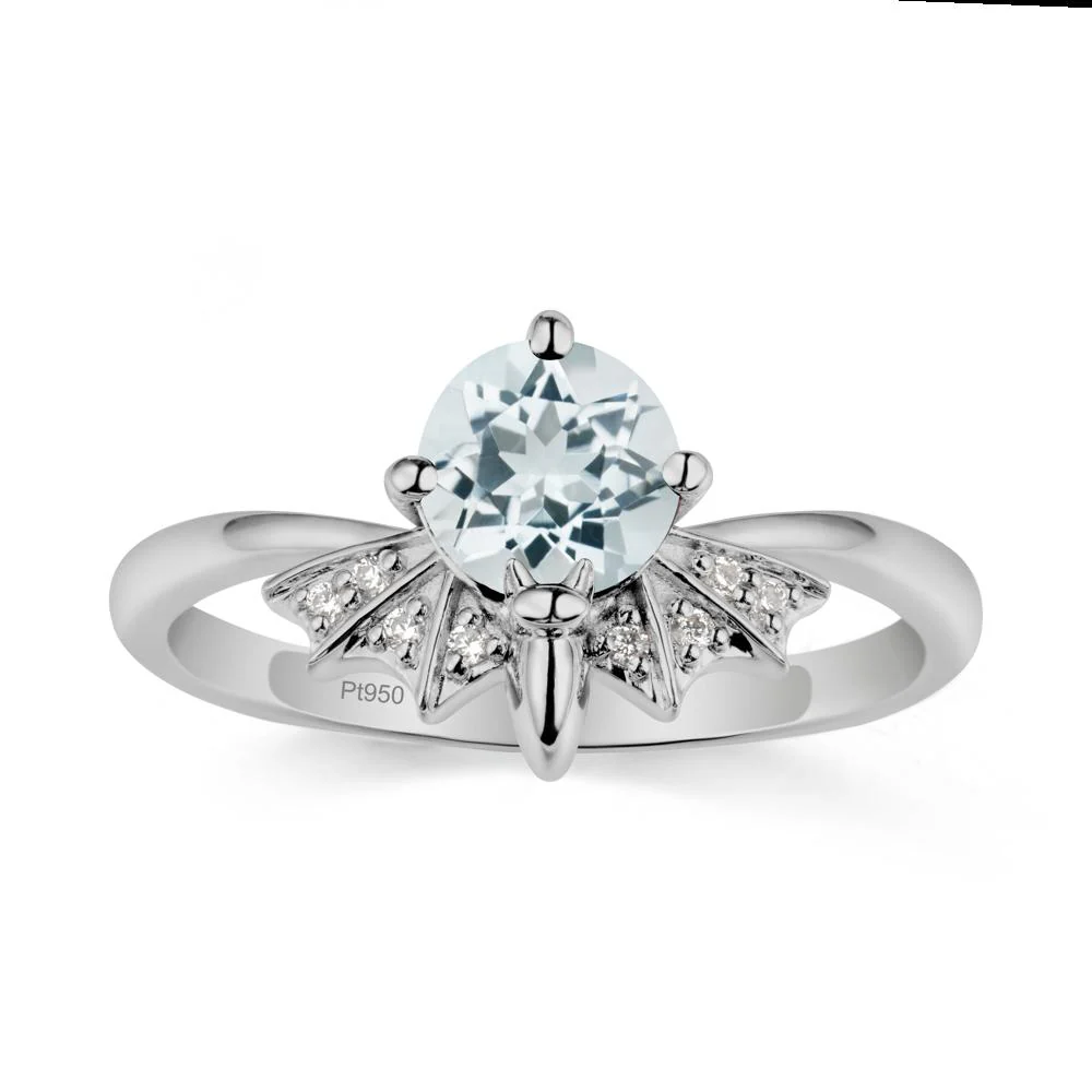 Gothic Bat Aquamarine Ring - Image 9