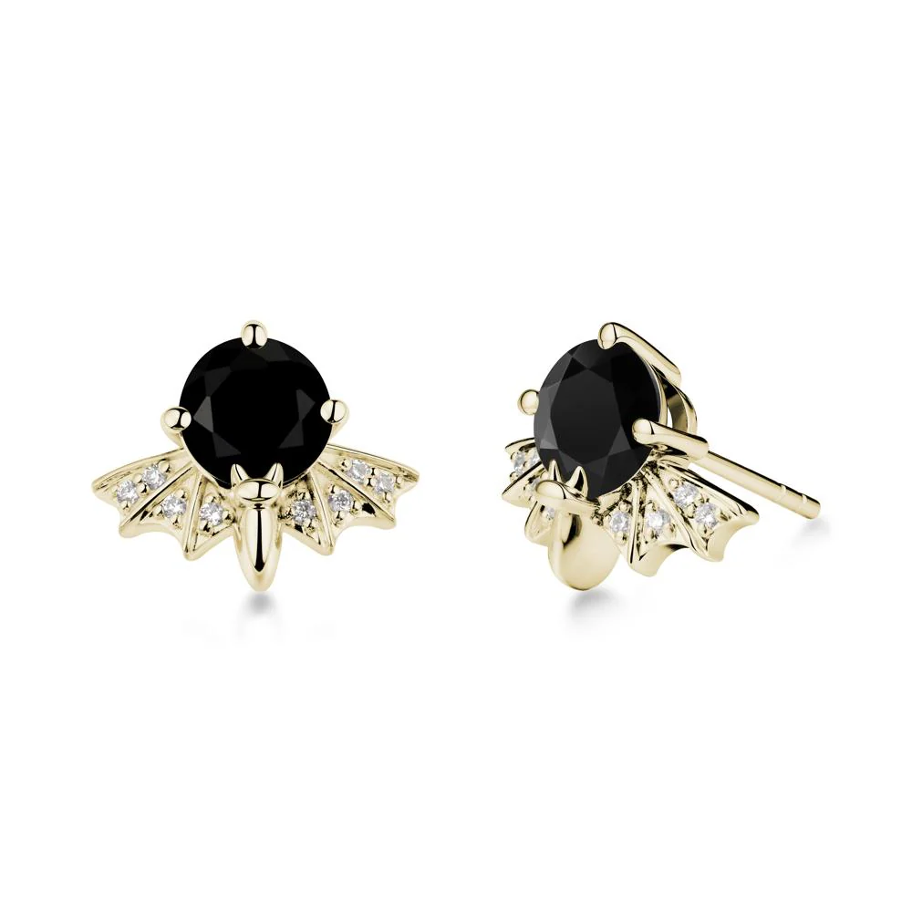 Gothic Bat Black Spinel Earrings - Image 4