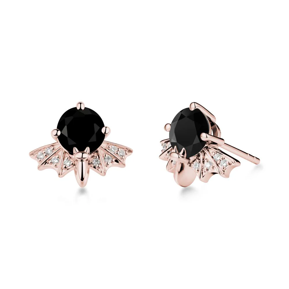Gothic Bat Black Spinel Earrings - Image 5