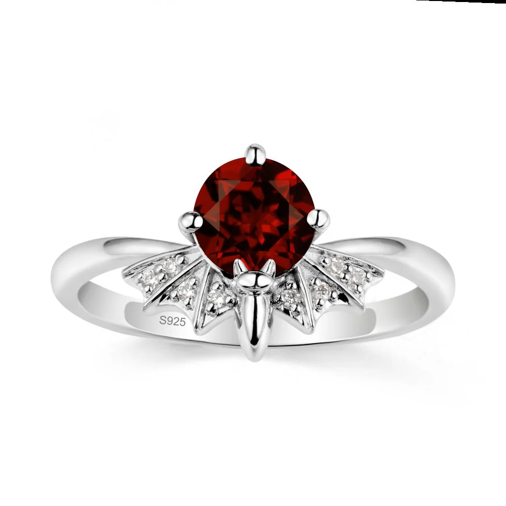 Gothic Bat Garnet Ring - Image 9