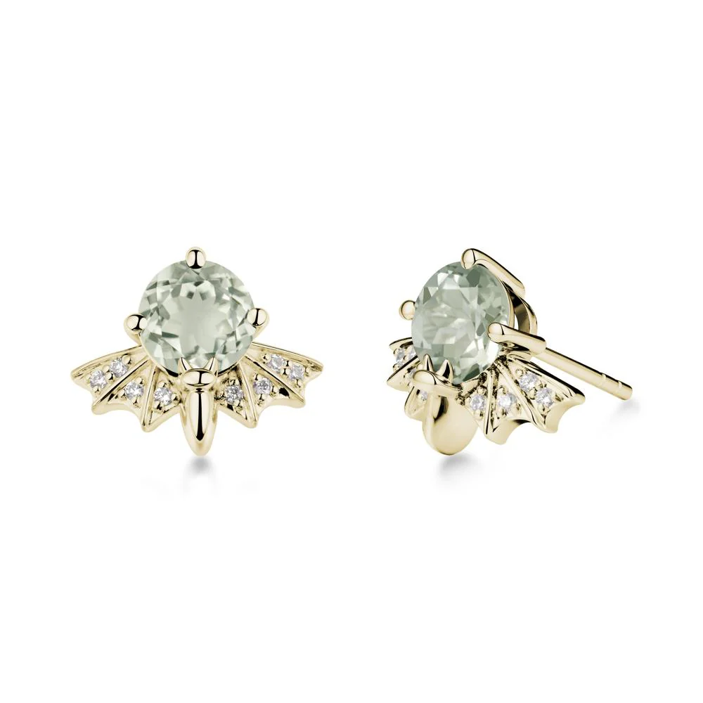 Gothic Bat Green Amethyst Earrings - Image 3