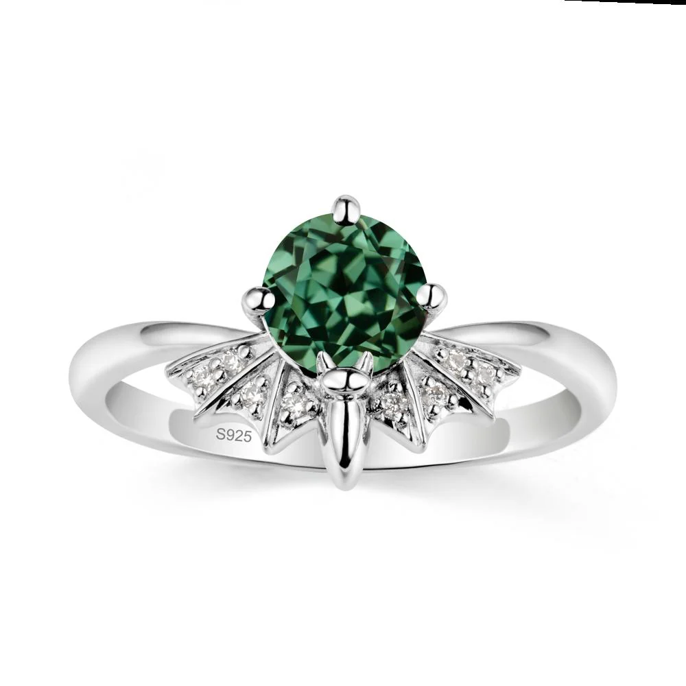 Gothic Bat Green Sapphire Ring - Image 9