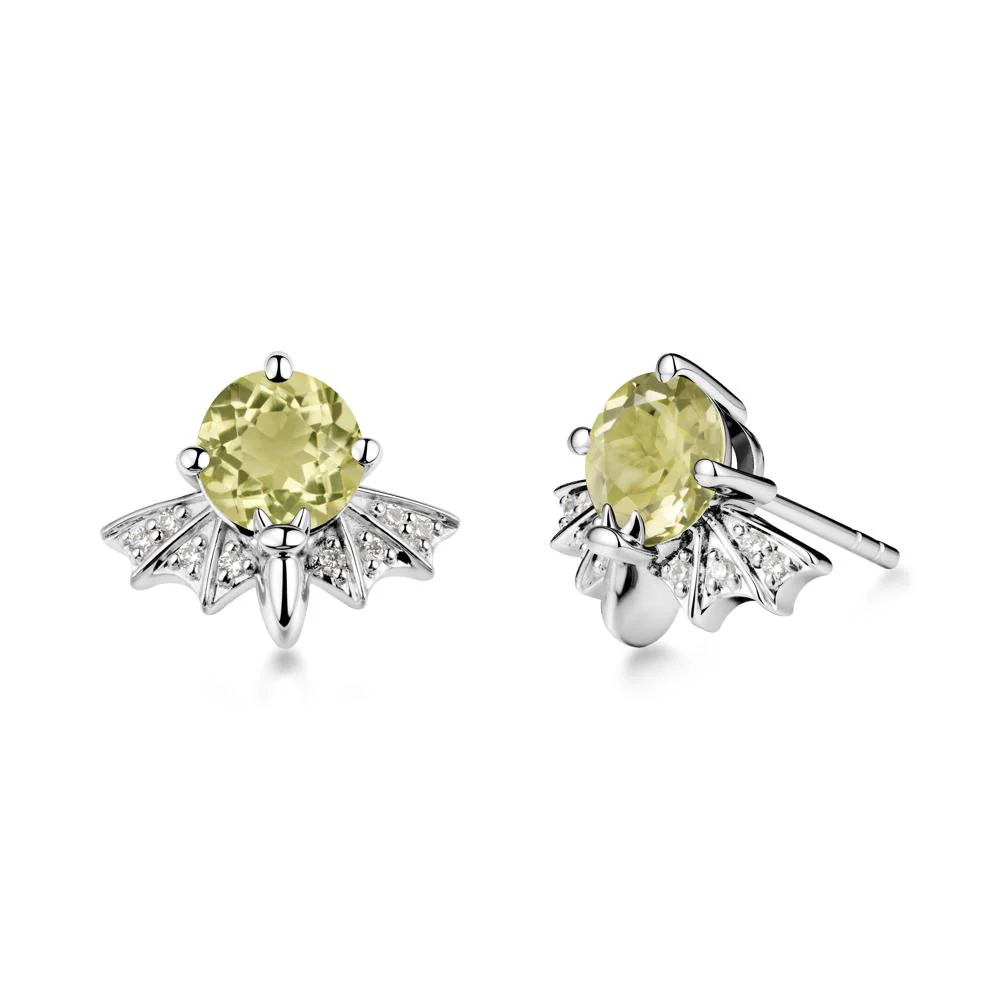 Gothic Bat Lemon Quartz Earrings - Image 9