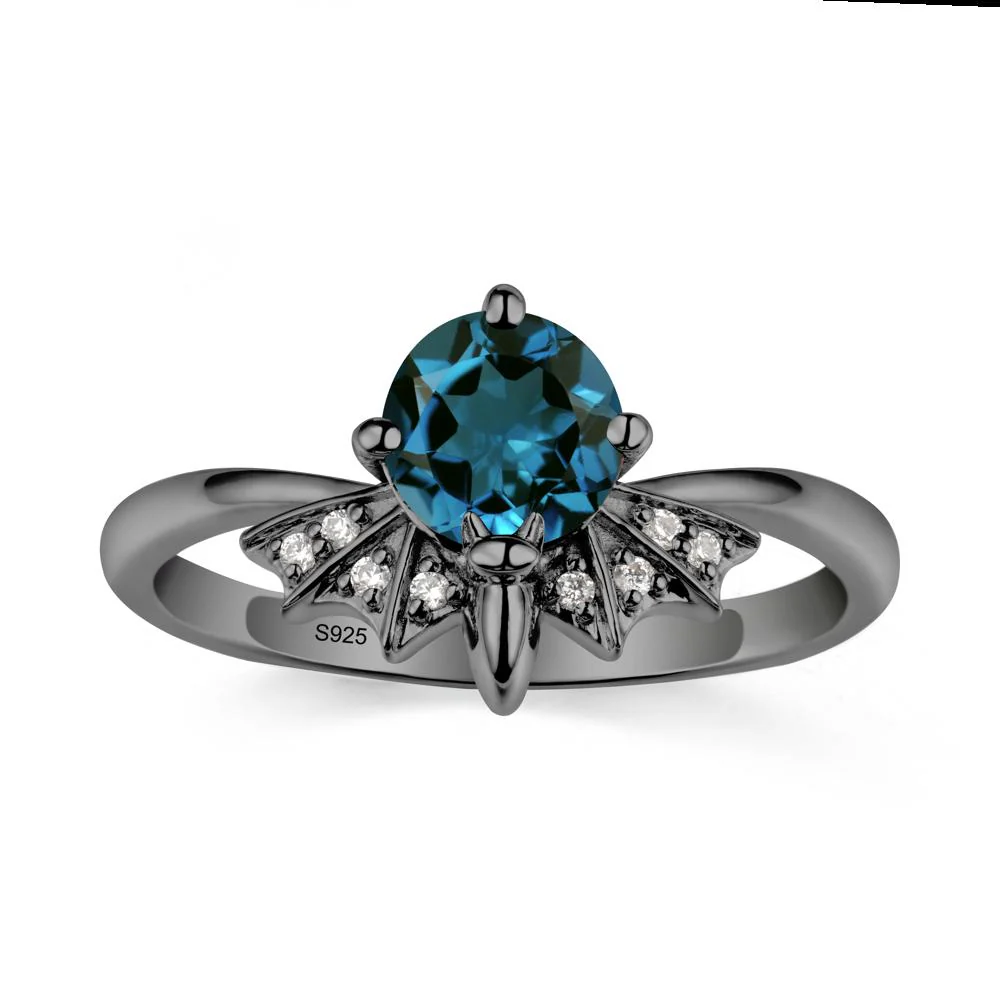 Gothic Bat London Blue Topaz Ring