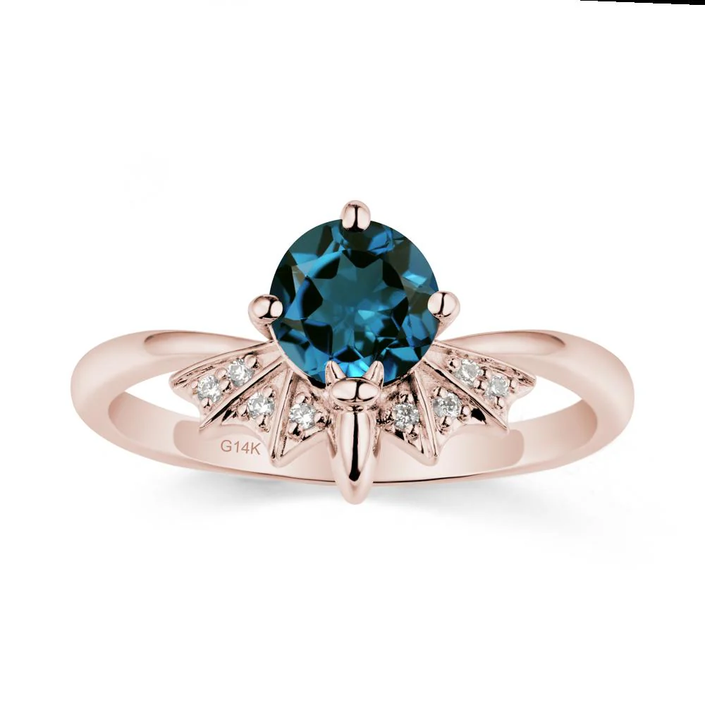 Gothic Bat London Blue Topaz Ring - Image 2