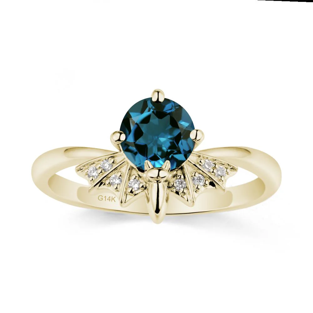 Gothic Bat London Blue Topaz Ring - Image 4