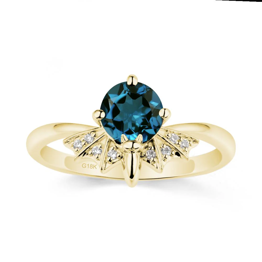 Gothic Bat London Blue Topaz Ring - Image 7