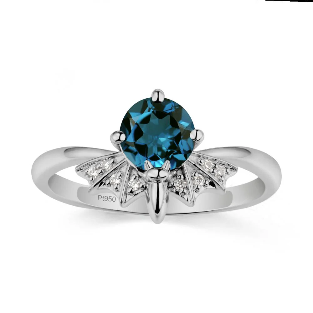 Gothic Bat London Blue Topaz Ring - Image 8