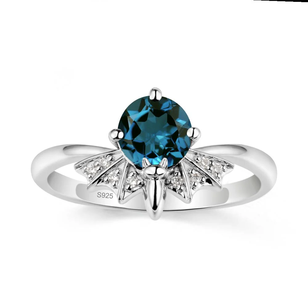 Gothic Bat London Blue Topaz Ring - Image 9