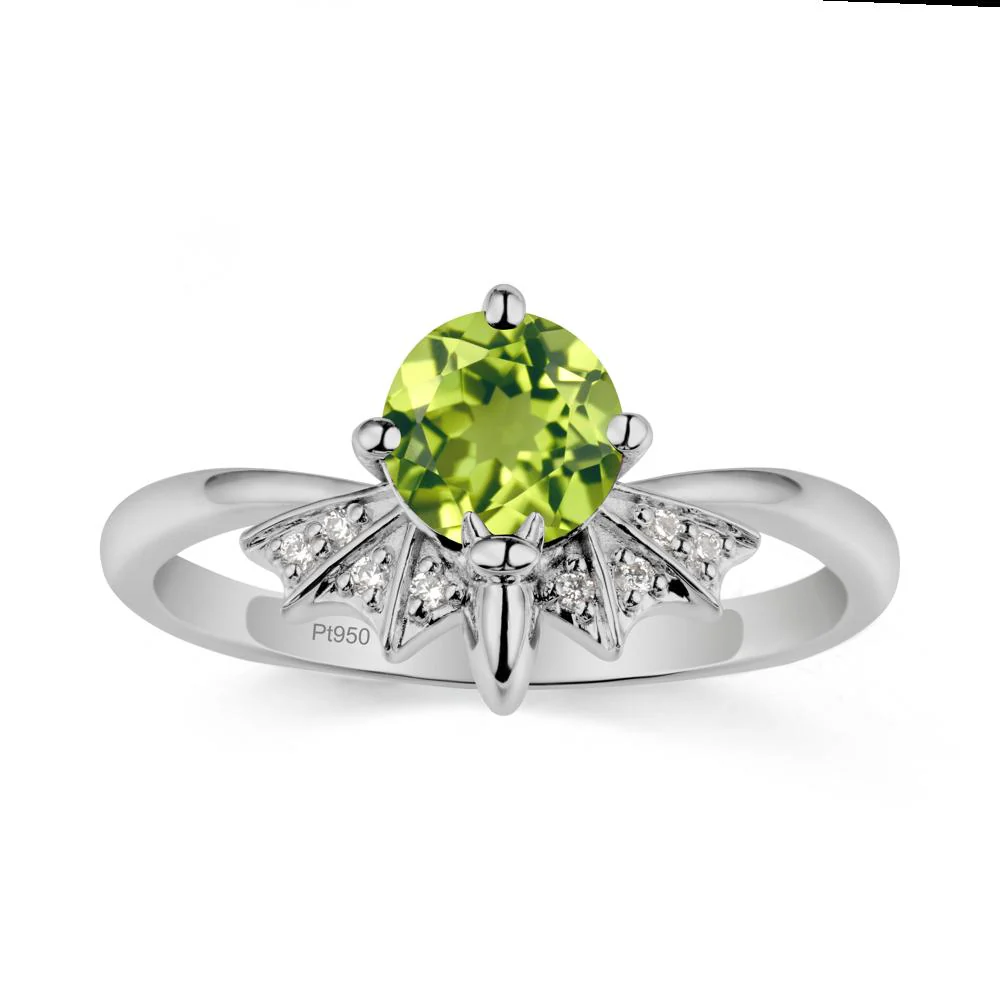 Gothic Bat Peridot Ring
