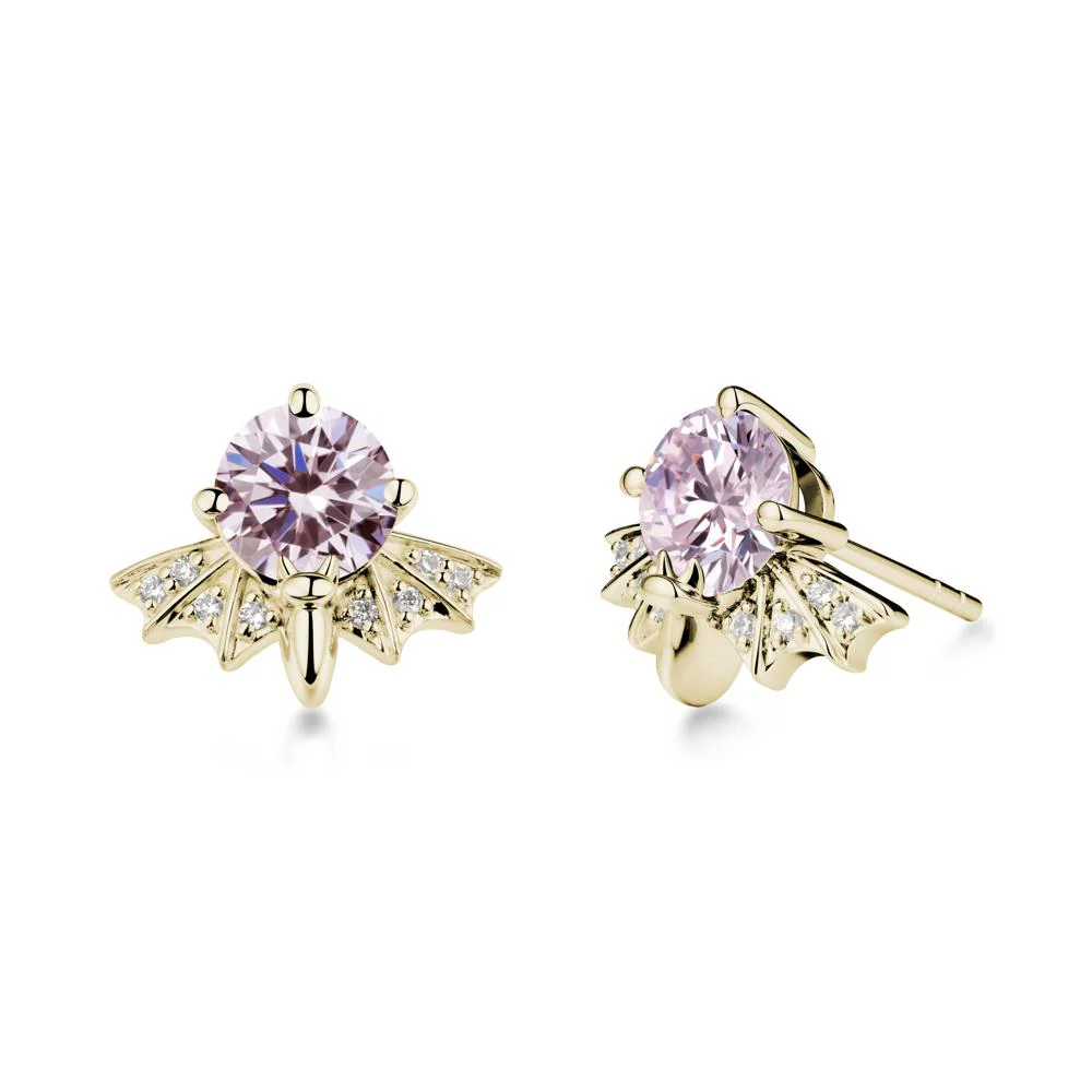 Gothic Bat Pink Cubic Zirconia Earrings