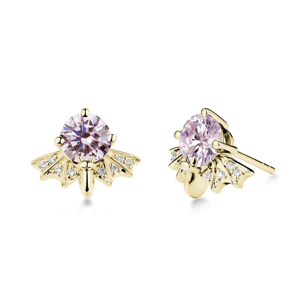 Gothic Bat Pink Cubic Zirconia Earrings - Image 6