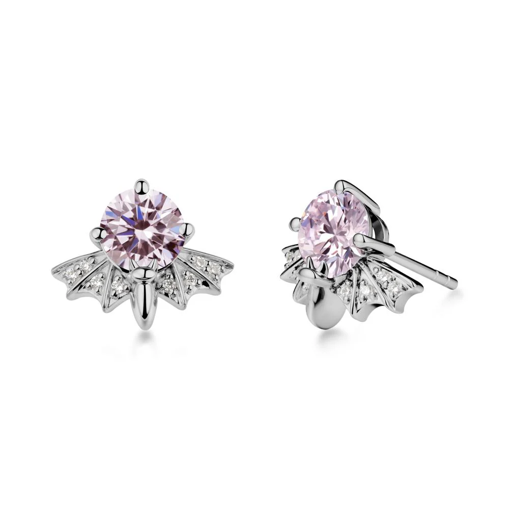 Gothic Bat Pink Cubic Zirconia Earrings - Image 8