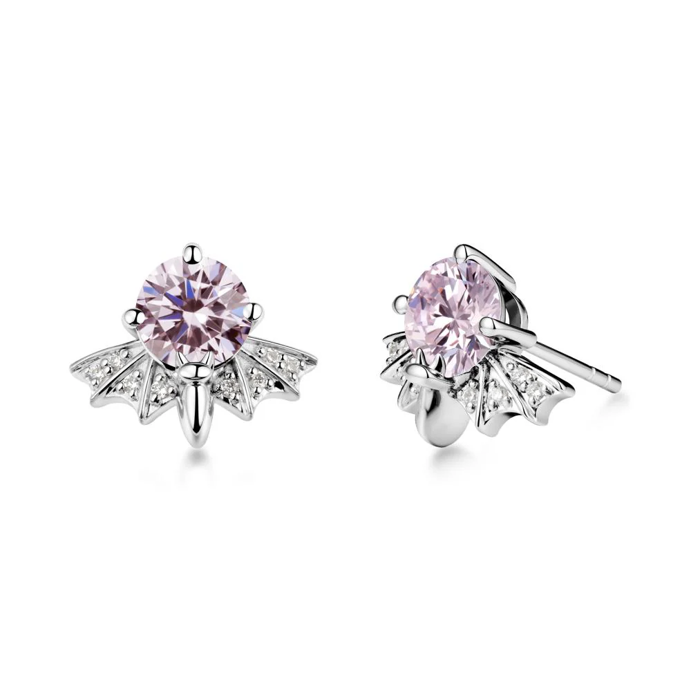 Gothic Bat Pink Cubic Zirconia Earrings - Image 9