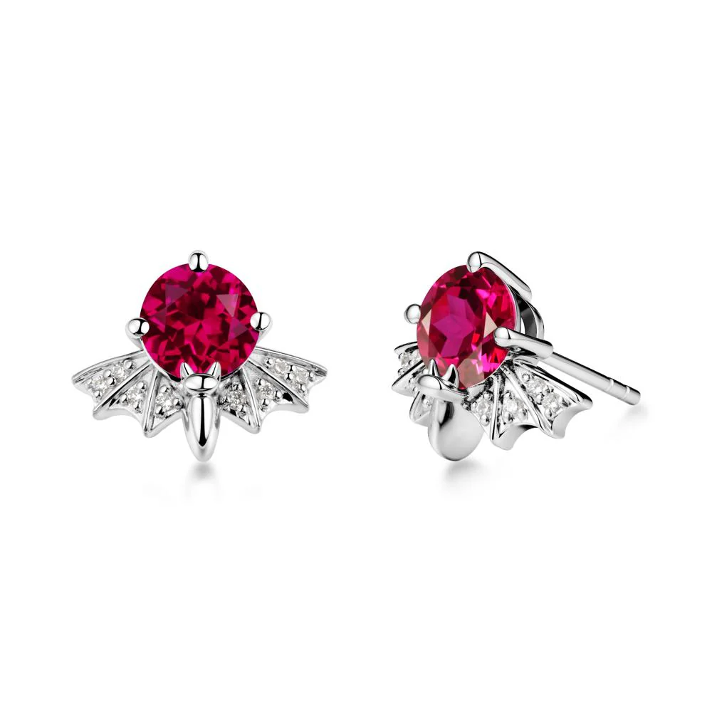 Gothic Bat Ruby Earrings - Image 9