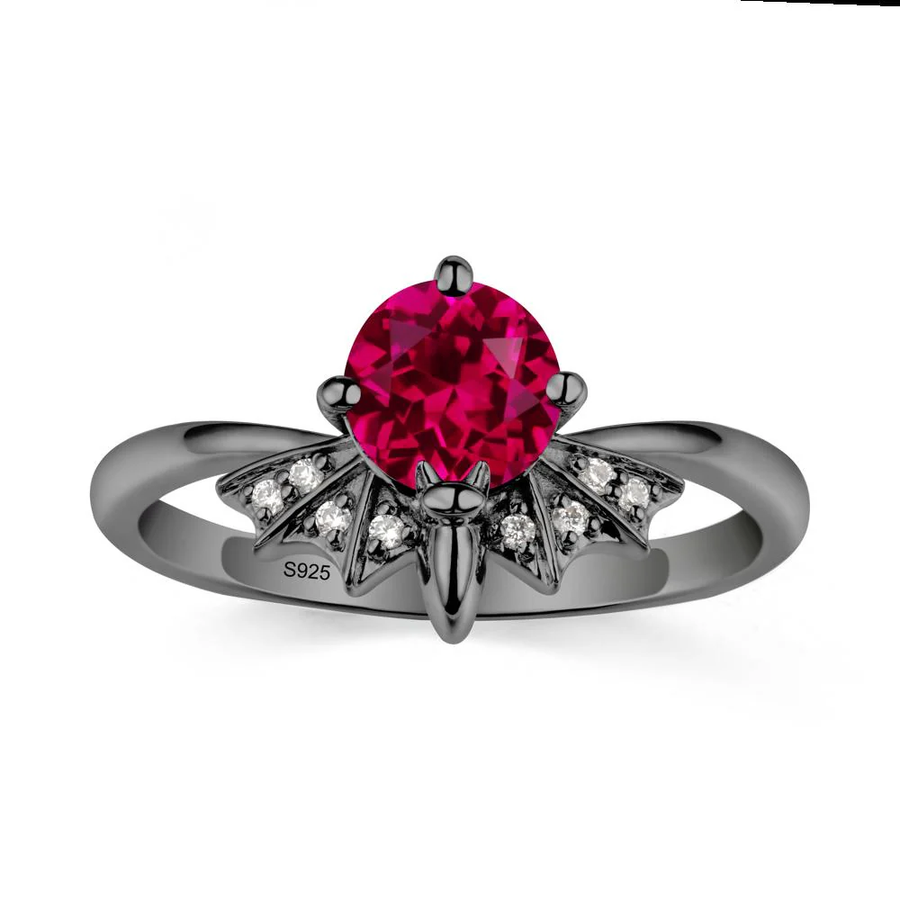 Gothic Bat Ruby Ring