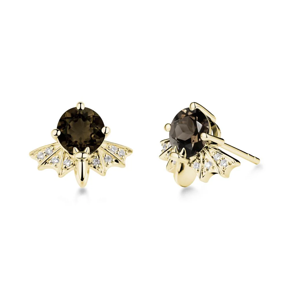 Gothic Bat Smoky Quartz Earrings - Image 6