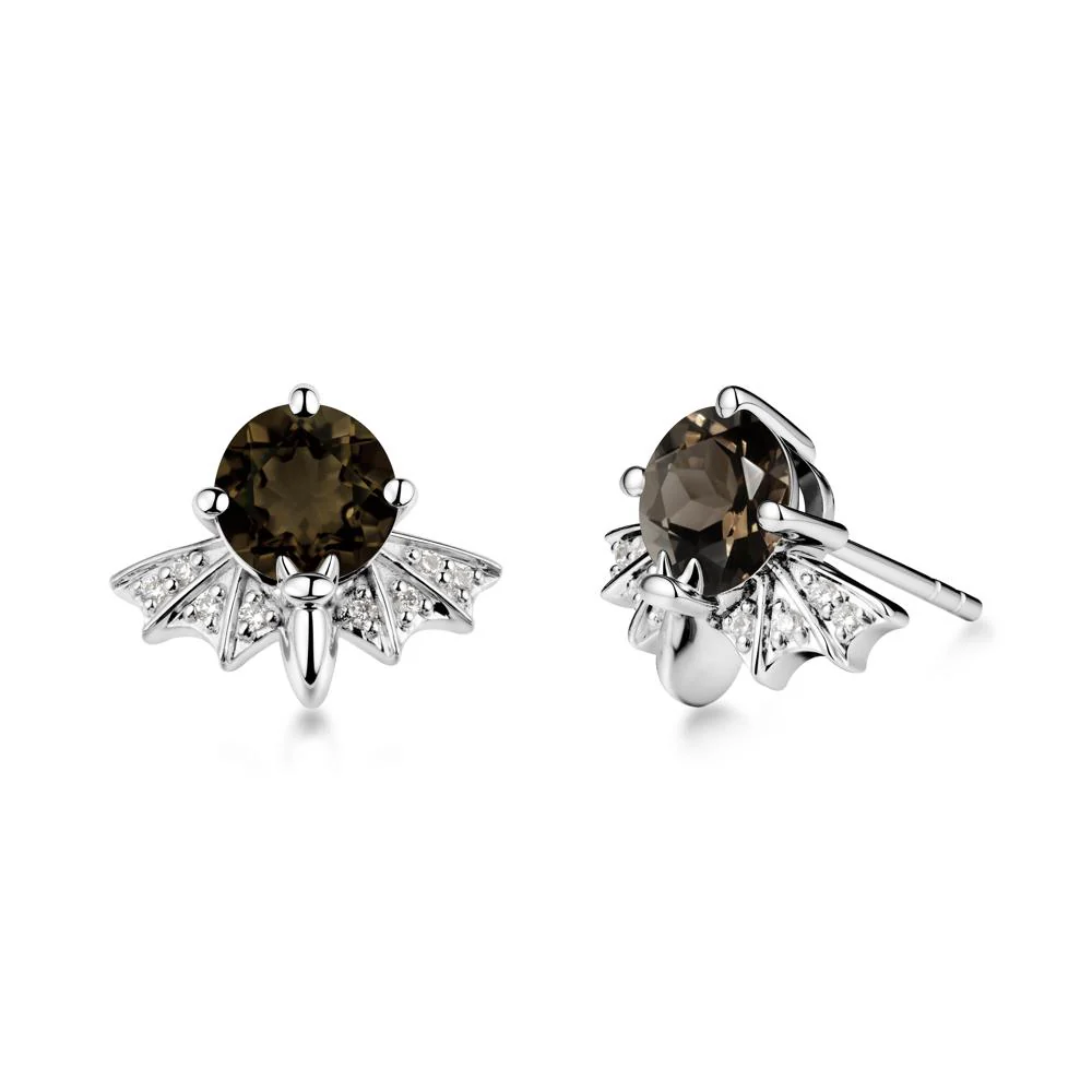 Gothic Bat Smoky Quartz Earrings - Image 9