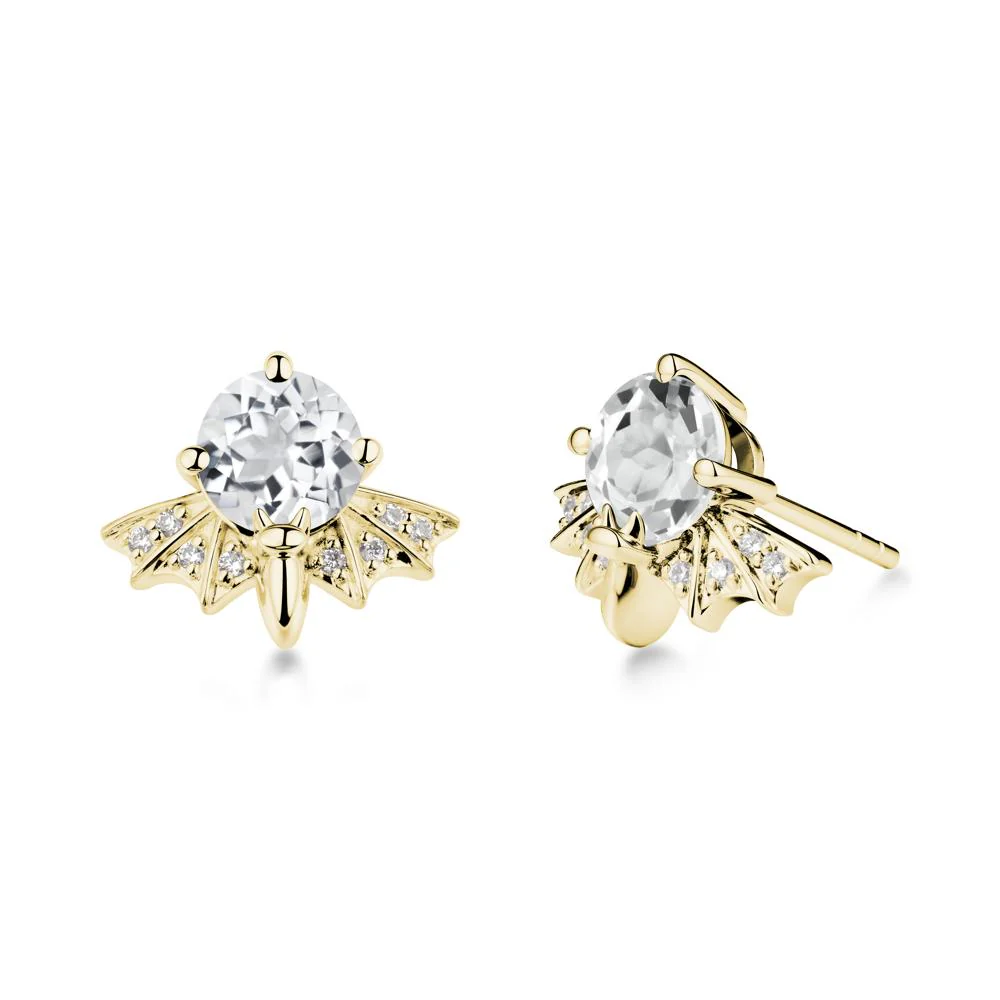 Gothic Bat White Topaz Earrings - Image 6