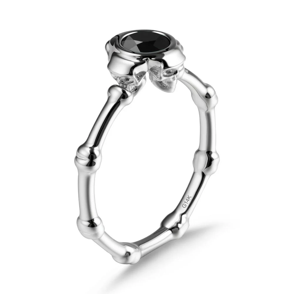 Gothic Black Spinel Skull Ring - Image 3