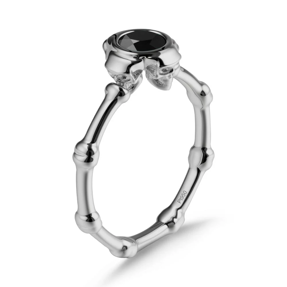 Gothic Black Spinel Skull Ring - Image 9