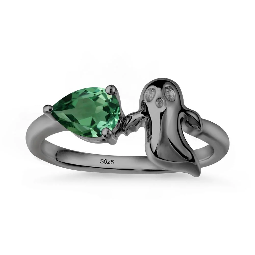 Gothic Ghost Green Sapphire Ring