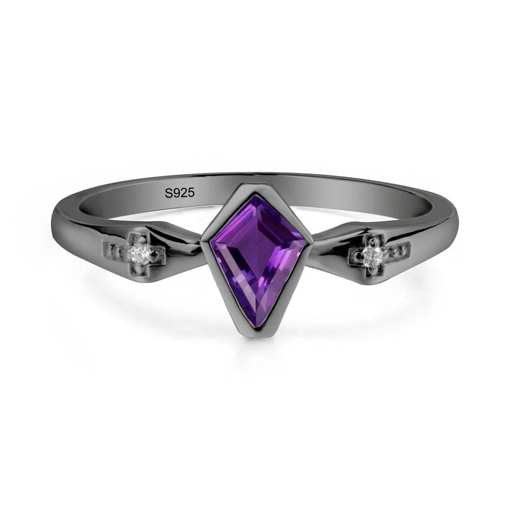 Gothic Kite Shaped Amethyst Cross Ring - Image 2